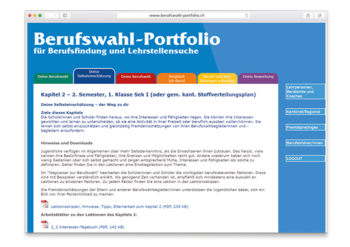 Website www.berufswahl-portfolio.ch